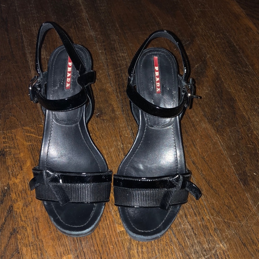 Prada patent leather black calzature Donna wedge